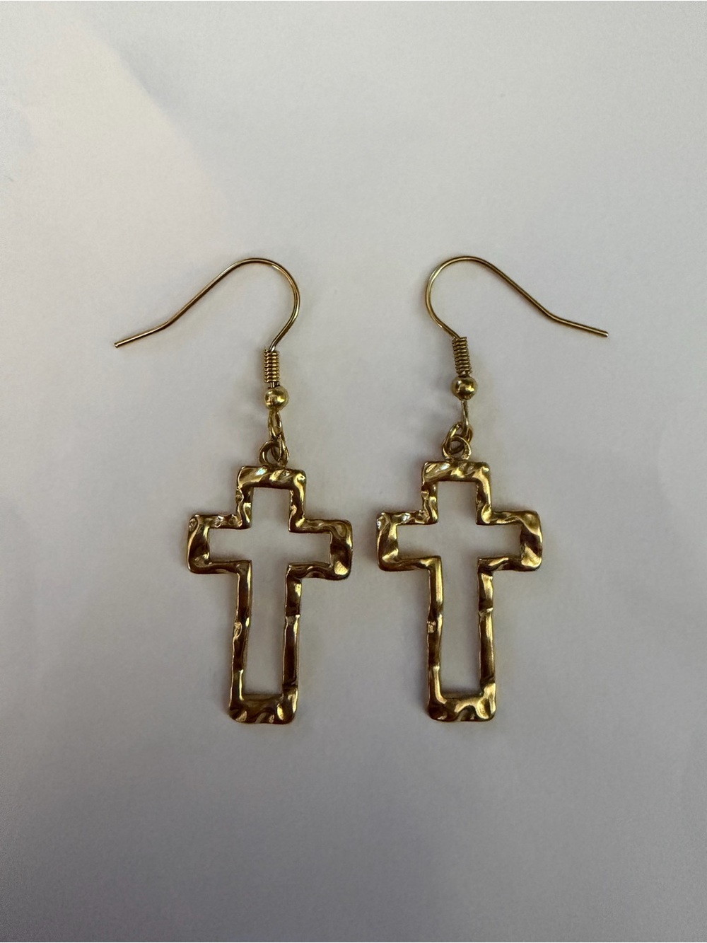 Gold Cross Dangle Earrings